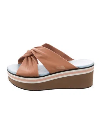 Pre-owned Robert Clergerie Leather Slides In Brown/neutrals