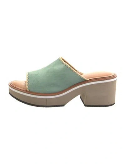 Pre-owned Robert Clergerie Leather Slides In Green