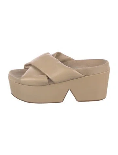 Pre-owned Robert Clergerie Leather Slides In Neutrals