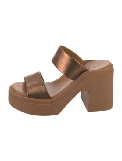 Pre-owned Robert Clergerie Leather Slides W/ Tags In Brown