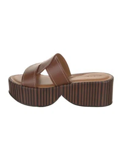 Pre-owned Robert Clergerie Leather Slides W/ Tags In Brown