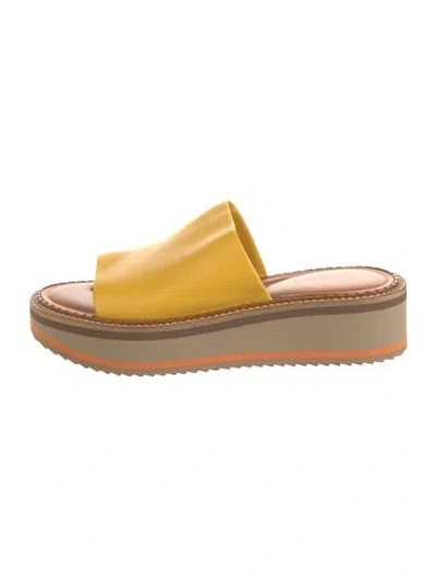 Pre-owned Robert Clergerie Leather Slides In Yellow