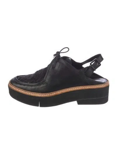 Pre-owned Robert Clergerie Leather Slingback Flats In Black