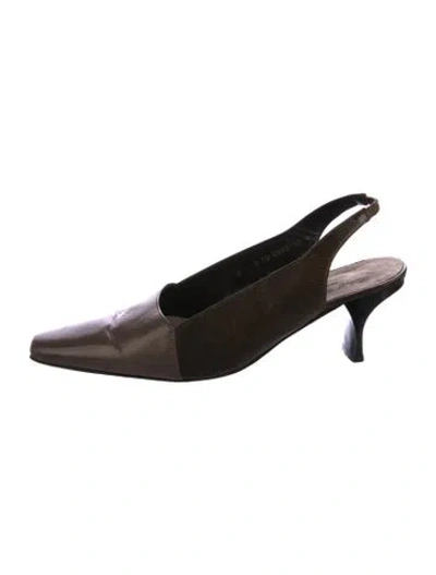 Pre-owned Robert Clergerie Leather Slingback Flats In Neutral