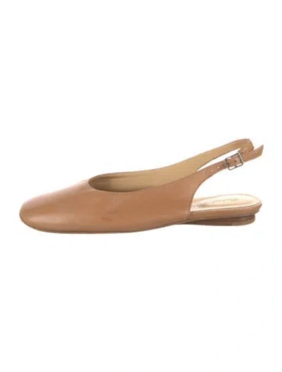 Pre-owned Robert Clergerie Leather Slingback Flats In Neutral