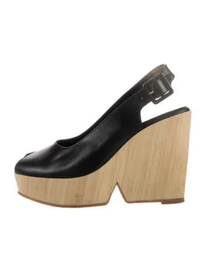 Pre-owned Robert Clergerie Leather Slingback Pumps In Black