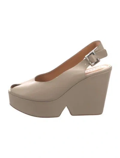 Pre-owned Robert Clergerie Leather Slingback Pumps In Gray