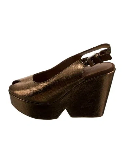 Pre-owned Robert Clergerie Leather Slingback Pumps In Metallic/neutrals