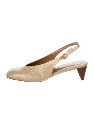 Pre-owned Robert Clergerie Leather Slingback Pumps In Neutral