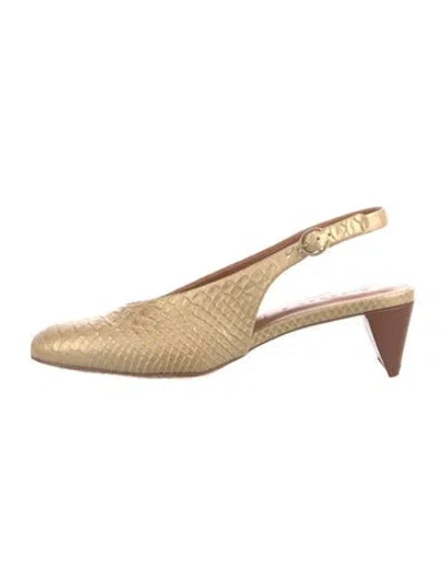 Pre-owned Robert Clergerie Leather Slingback Pumps In Neutrals