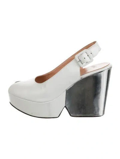 Pre-owned Robert Clergerie Leather Slingback Pumps In White