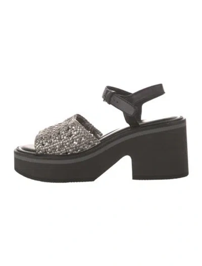 Pre-owned Robert Clergerie Leather Slingback Sandals In Black