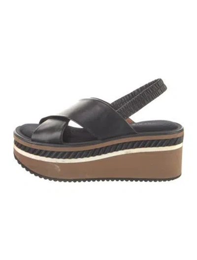 Pre-owned Robert Clergerie Leather Slingback Sandals In Black