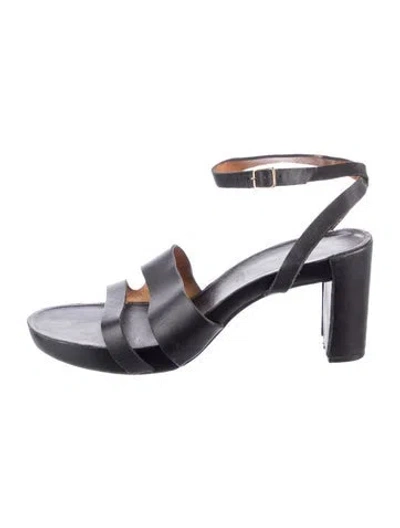 Pre-owned Robert Clergerie Leather Slingback Sandals In Black
