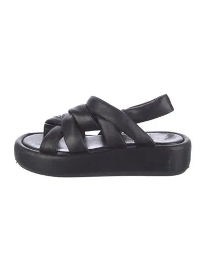 Pre-owned Robert Clergerie Leather Slingback Sandals In Black