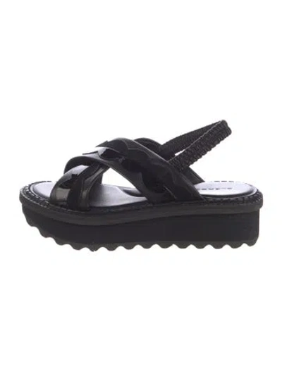 Pre-owned Robert Clergerie Leather Slingback Sandals In Black
