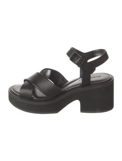 Pre-owned Robert Clergerie Leather Slingback Sandals In Black