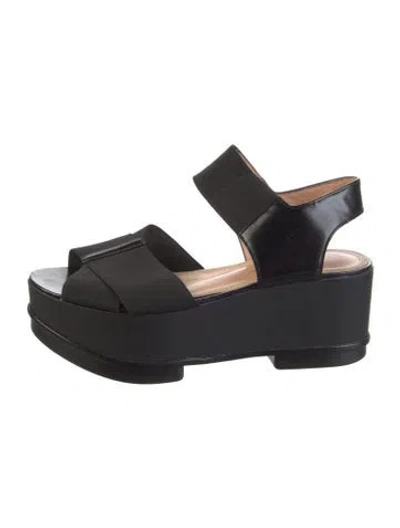 Pre-owned Robert Clergerie Leather Slingback Sandals In Black
