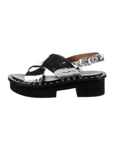 Pre-owned Robert Clergerie Leather Slingback Sandals In Black