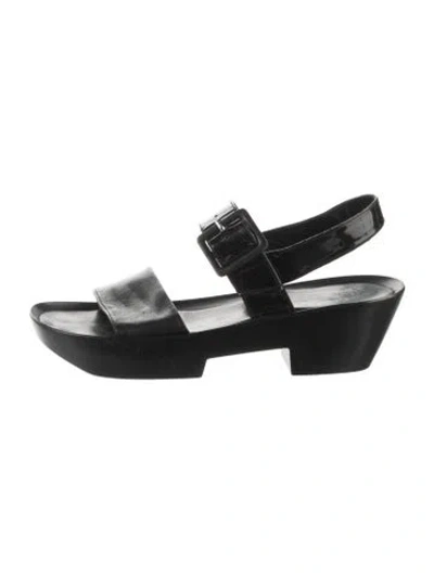 Pre-owned Robert Clergerie Leather Slingback Sandals In Black