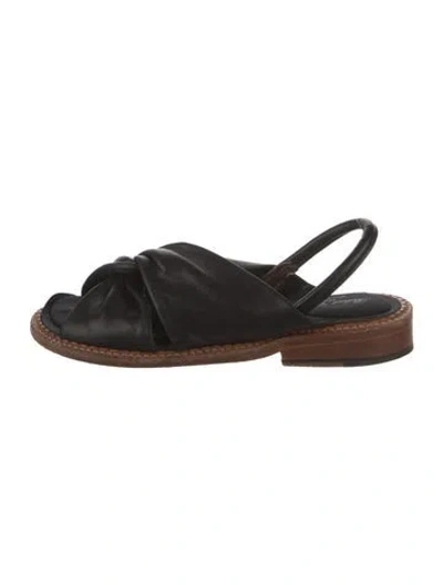 Pre-owned Robert Clergerie Leather Slingback Sandals In Black