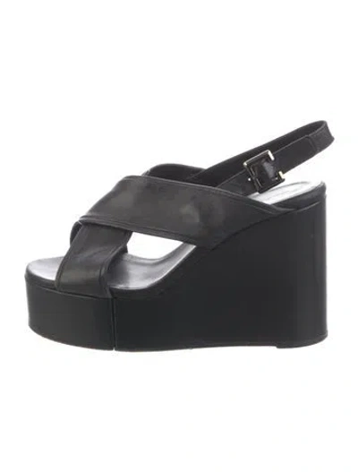 Pre-owned Robert Clergerie Leather Slingback Sandals In Black