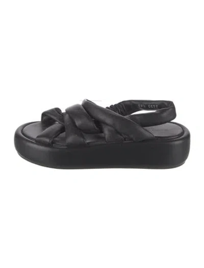 Pre-owned Robert Clergerie Leather Slingback Sandals In Black