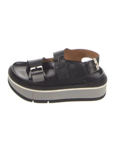 Pre-owned Robert Clergerie Leather Slingback Sandals In Black