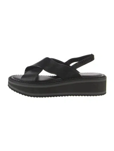 Pre-owned Robert Clergerie Leather Slingback Sandals In Black