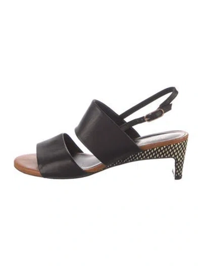 Pre-owned Robert Clergerie Leather Slingback Sandals In Black