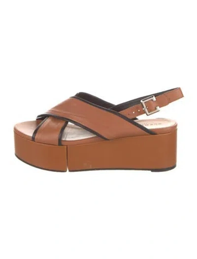 Pre-owned Robert Clergerie Leather Slingback Sandals In Brown