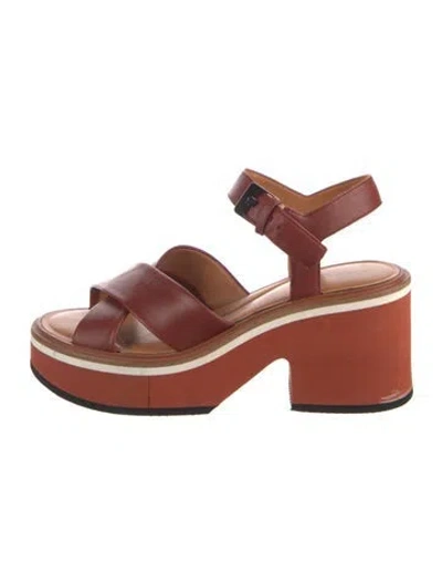 Pre-owned Robert Clergerie Leather Slingback Sandals In Brown