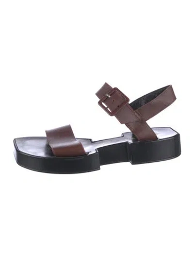Pre-owned Robert Clergerie Leather Slingback Sandals In Brown