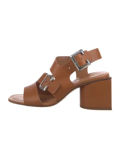 Pre-owned Robert Clergerie Leather Slingback Sandals In Brown