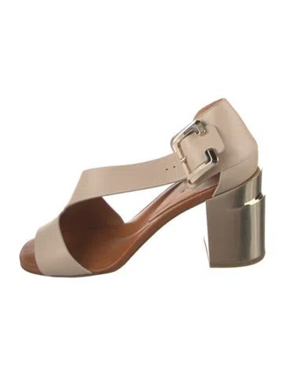 Pre-owned Robert Clergerie Leather Slingback Sandals In Gold