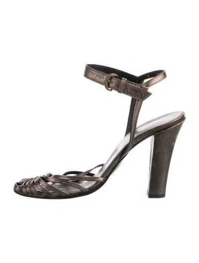 Pre-owned Robert Clergerie Leather Slingback Sandals In Gray