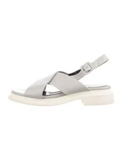 Pre-owned Robert Clergerie Leather Slingback Sandals In Gray