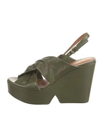 Pre-owned Robert Clergerie Leather Slingback Sandals In Green