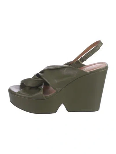 Pre-owned Robert Clergerie Leather Slingback Sandals In Green