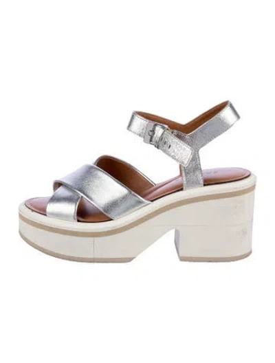 Pre-owned Robert Clergerie Leather Slingback Sandals In Silver