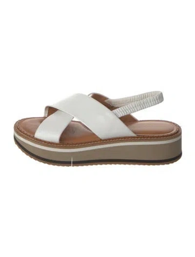 Pre-owned Robert Clergerie Leather Slingback Sandals In White