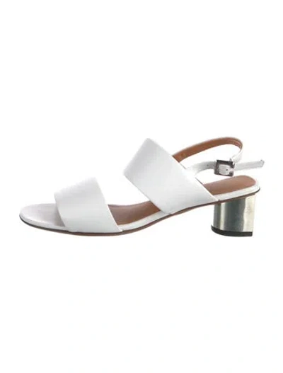 Pre-owned Robert Clergerie Leather Slingback Sandals In White