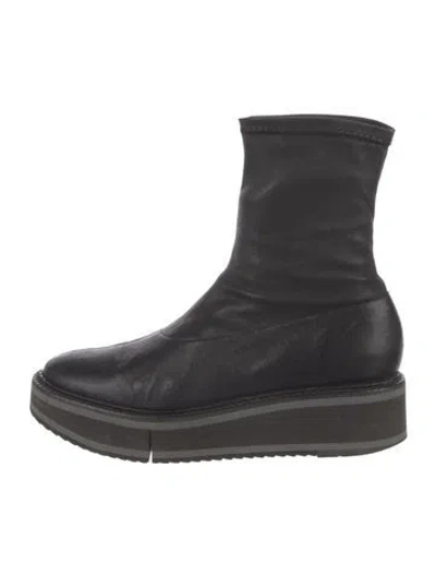 Pre-owned Robert Clergerie Leather Sock Boots In Black