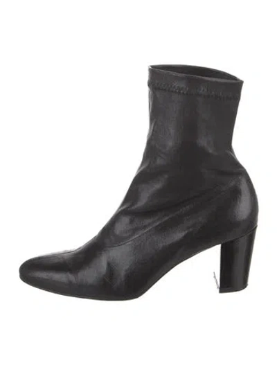 Pre-owned Robert Clergerie Leather Sock Boots In Black
