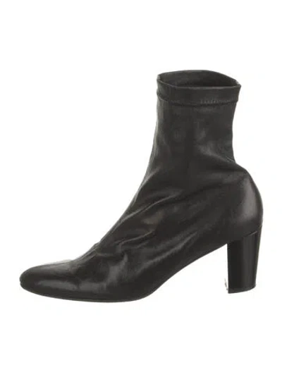 Pre-owned Robert Clergerie Leather Sock Boots In Black