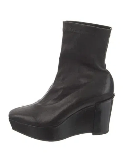 Pre-owned Robert Clergerie Leather Sock Boots In Black