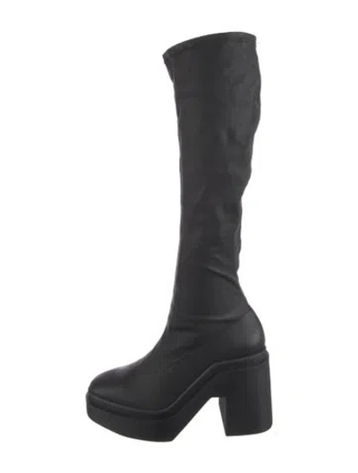 Pre-owned Robert Clergerie Leather Sock Boots In Black