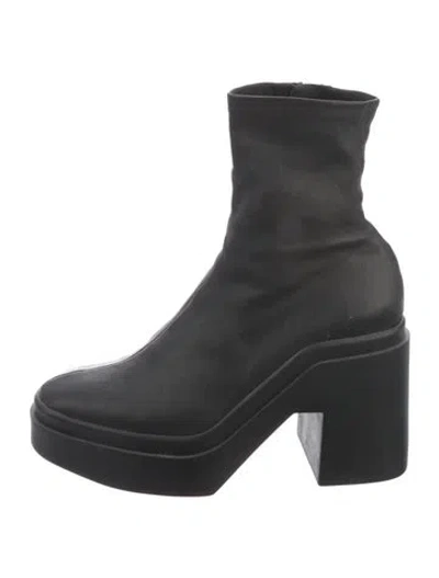 Pre-owned Robert Clergerie Leather Sock Boots In Black
