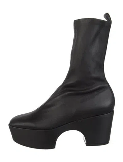 Pre-owned Robert Clergerie Leather Sock Boots In Black