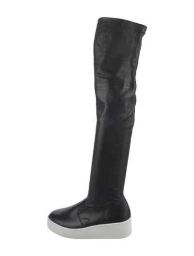 Pre-owned Robert Clergerie Leather Sock Boots In Black